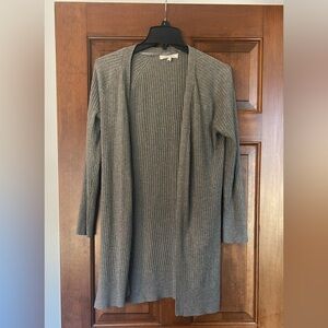 Women's Gray Ribbed Sweater Cardigan